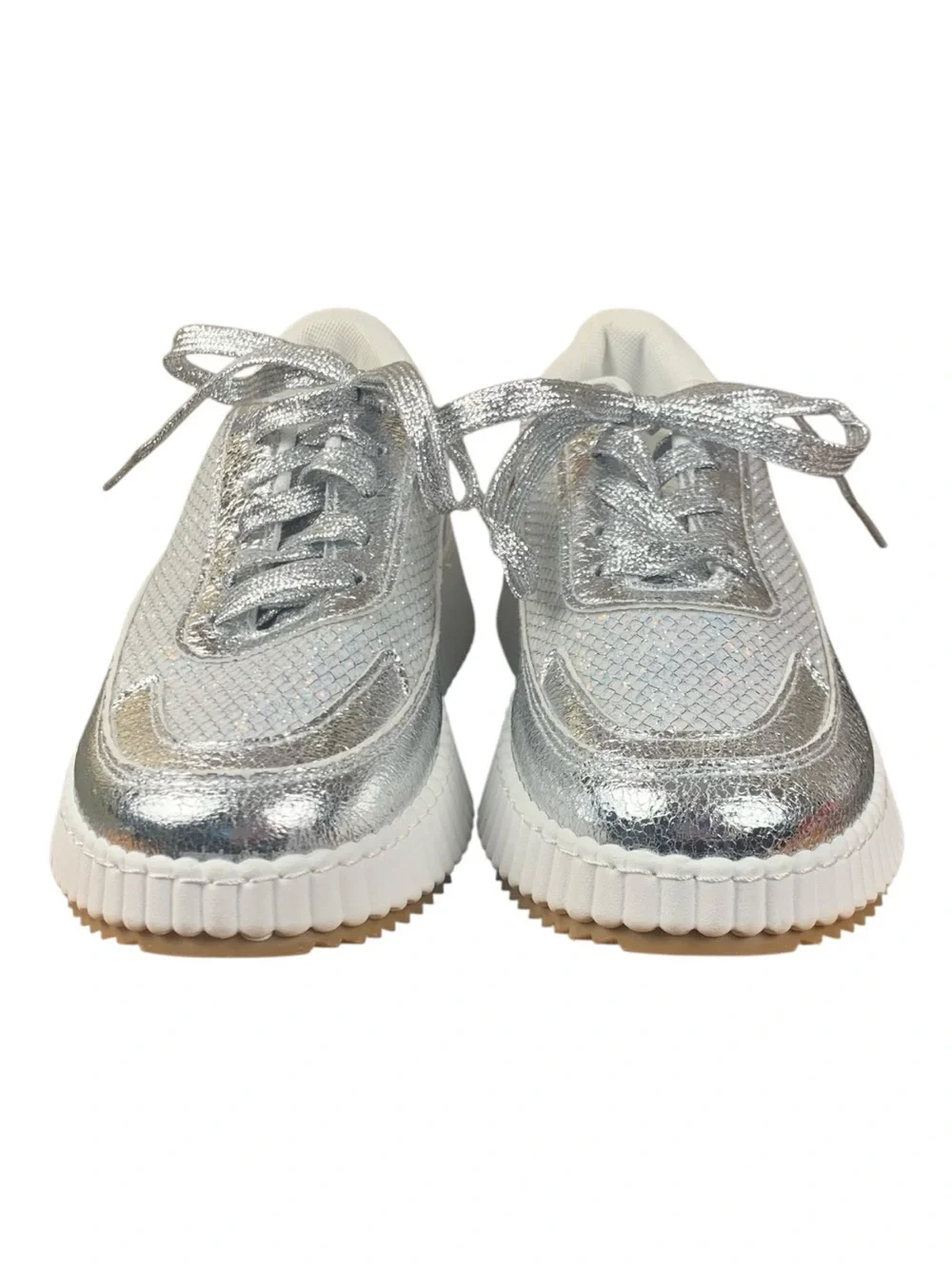 Women's Yoki Roxann Silver Iridescent Sneaker Lace Up Platform Urban  Size‎ 8